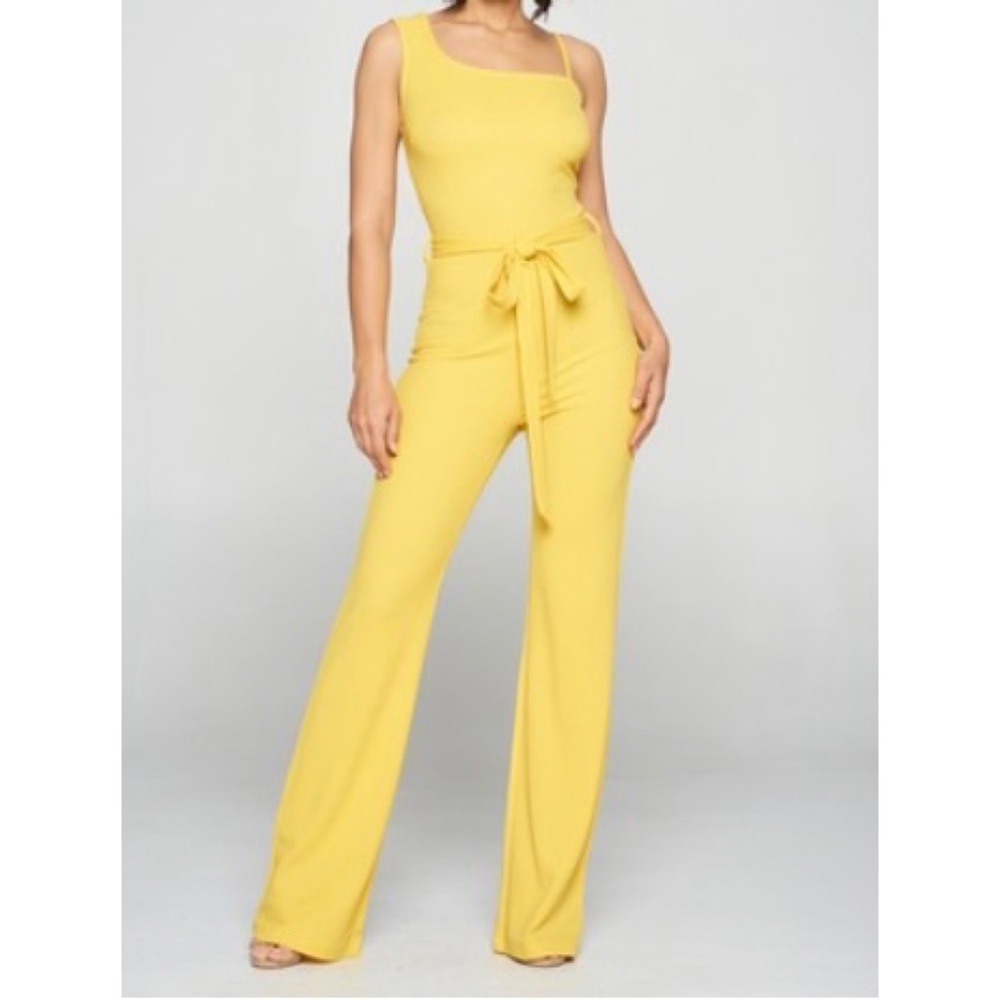 Celeb Women’s Jumpsuit One Shoulder With Belt Mustard Size Small